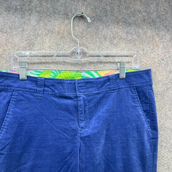 Lilly Pulitzer Pants Womens 10 Blue Corduroy Cotton Spandex Tropical Waist Trim - Picture 6 of 10